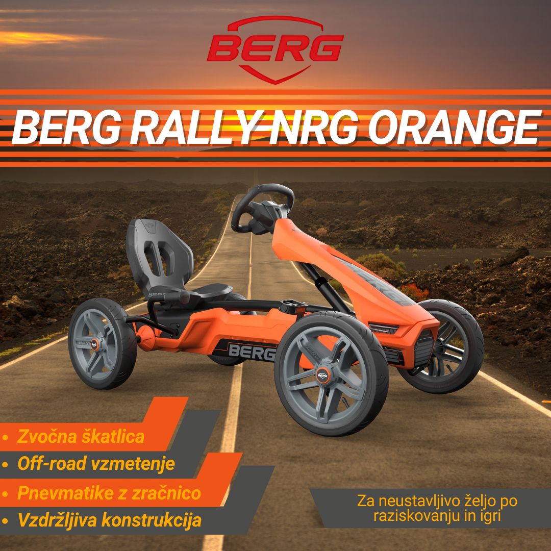 BERG Rally NRG Orange - otroški gokart - 4-12 let - Enostaven in zmogljiv