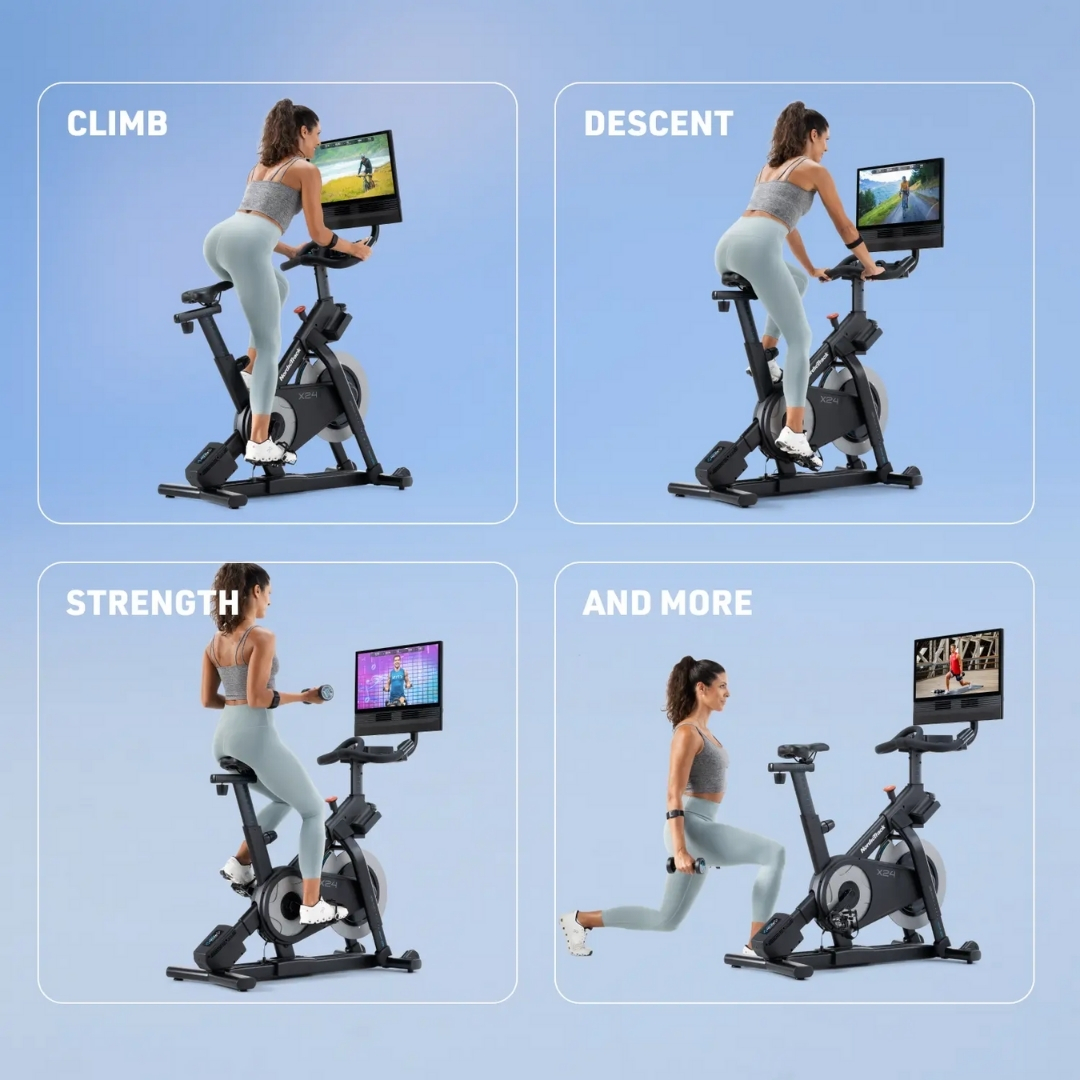 NordicTrack X24 Bike sobno kolo | Naklon od −10 do 20 %, 24-palčni vrtljivi HD-zaslon na dotik, 24 stopenj SMR-upora | Vadite po svojem načrtu - slika 3