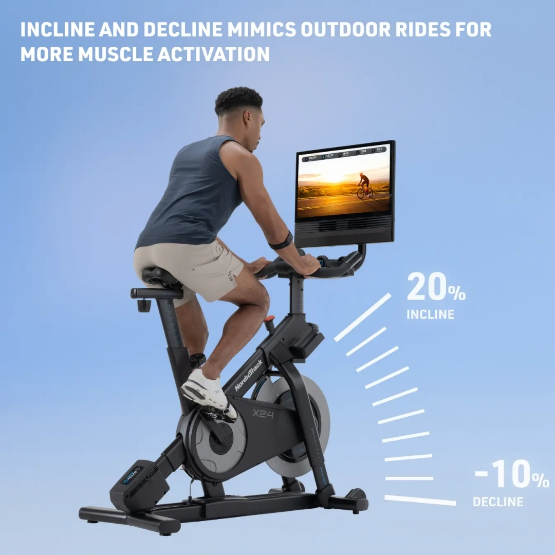 NordicTrack X24 Bike sobno kolo | Naklon od −10 do 20 %, 24-palčni vrtljivi HD-zaslon na dotik, 24 stopenj SMR-upora | Vadite po svojem načrtu - slika 4