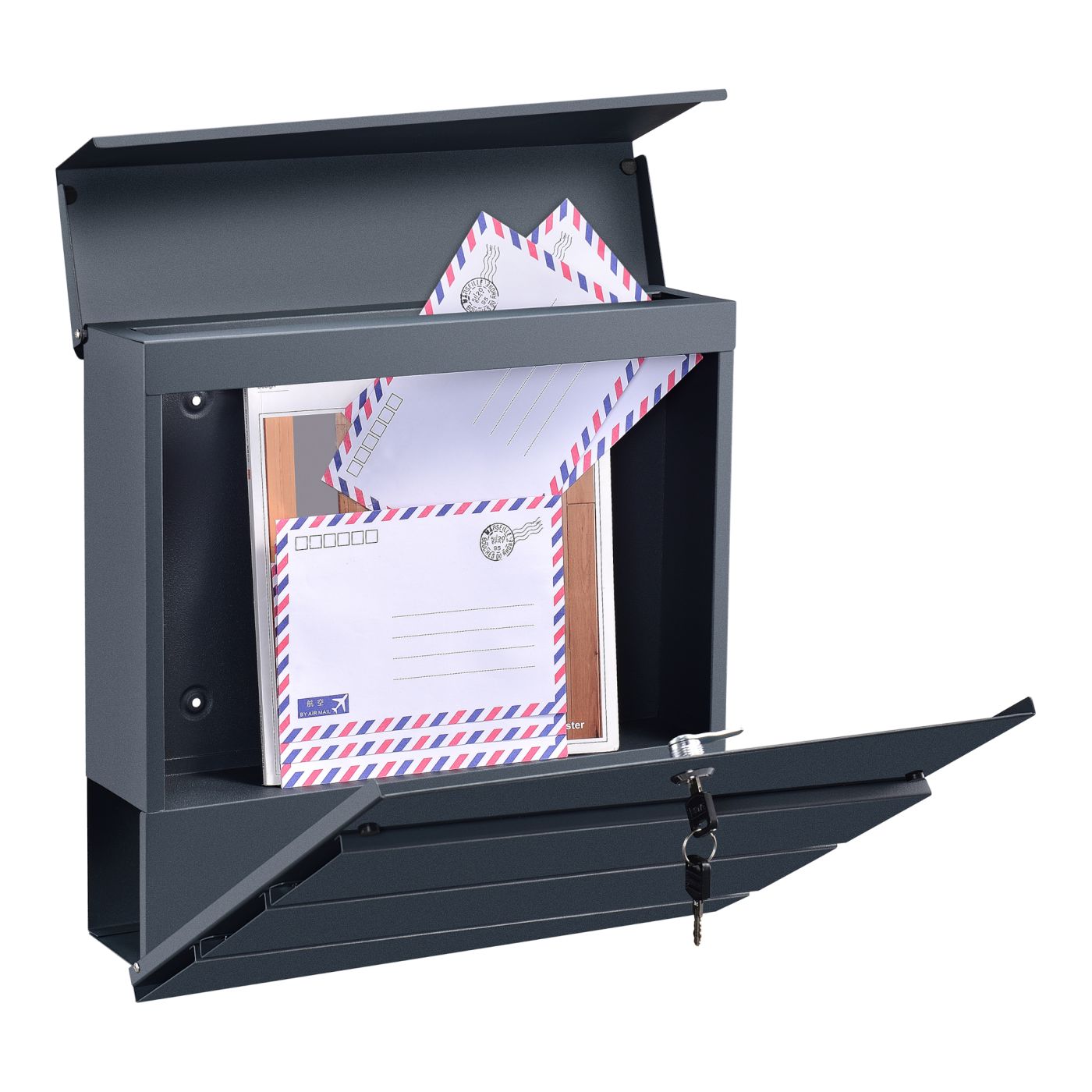 Poštni nabiralnik Achtrup - antracitno siv poštni nabiralnik z časopisno cevjo.