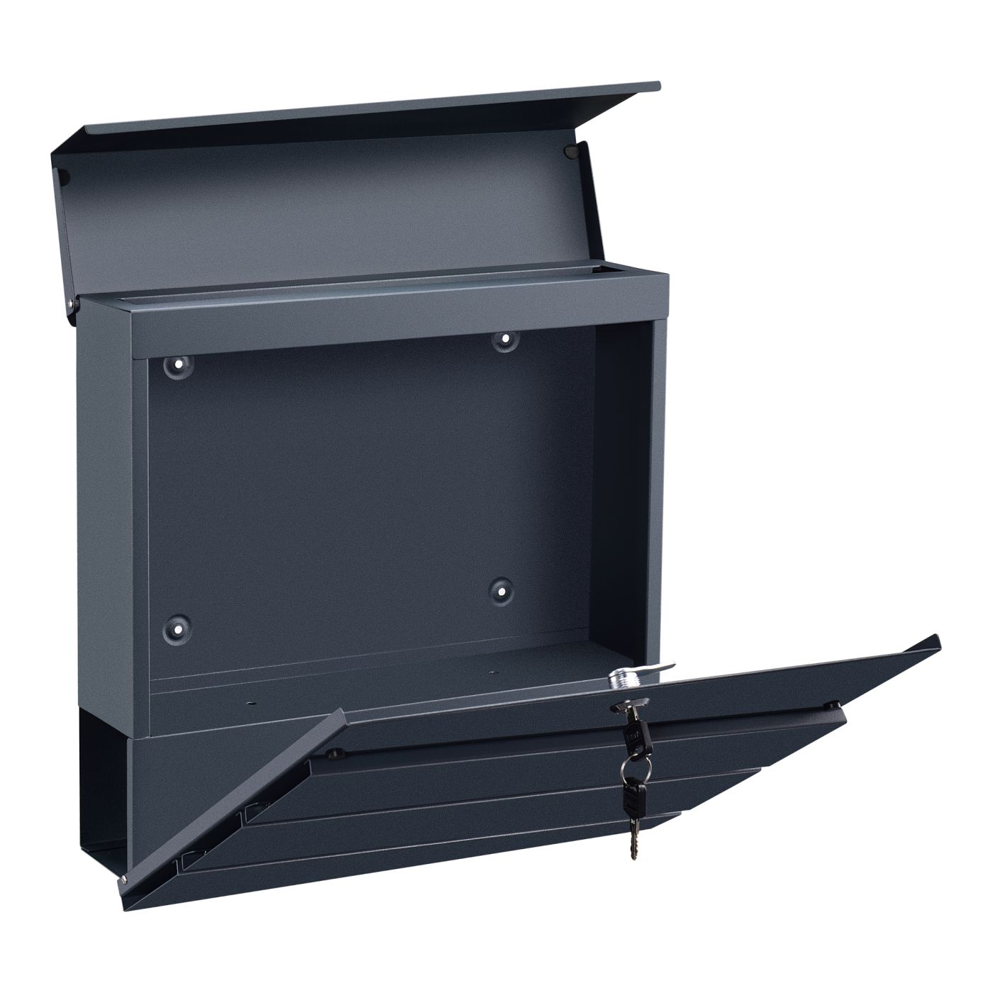 Poštni nabiralnik Achtrup - antracitno siv poštni nabiralnik z časopisno cevjo.