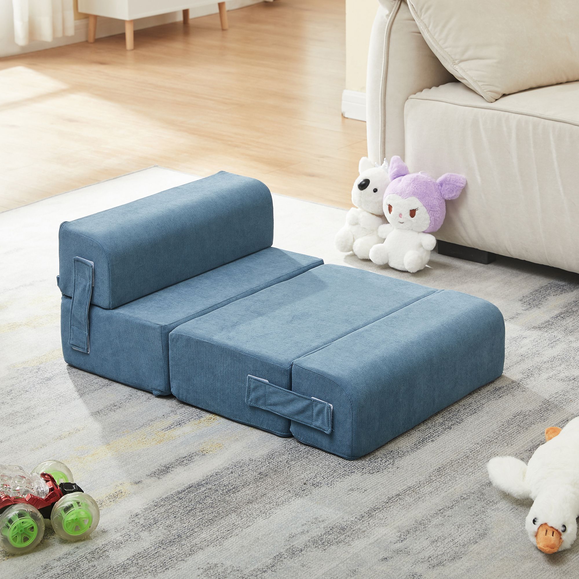 Modre stopnice za hišne ljubljenčke – 4-delne z zaobljenimi robovi