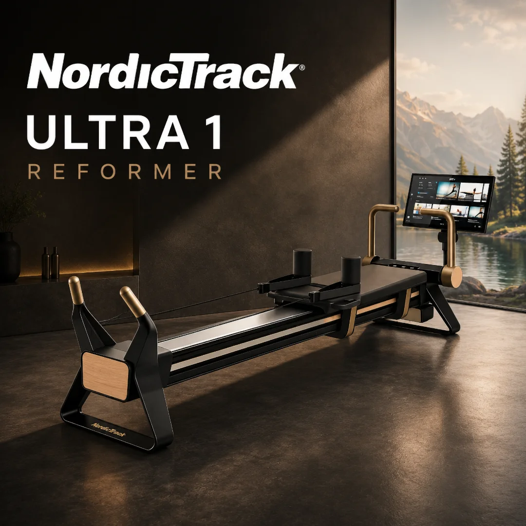 NordicTrack Ultra 1 Reformer pilates reformer | 24-palčni vrtljivi in nagibni zaslon na dotik, Tri vzmeti 10, 15 in 20 kg, Sedem kombinacij do 45 kg | Vadite po svojem načrtu - slika 1
